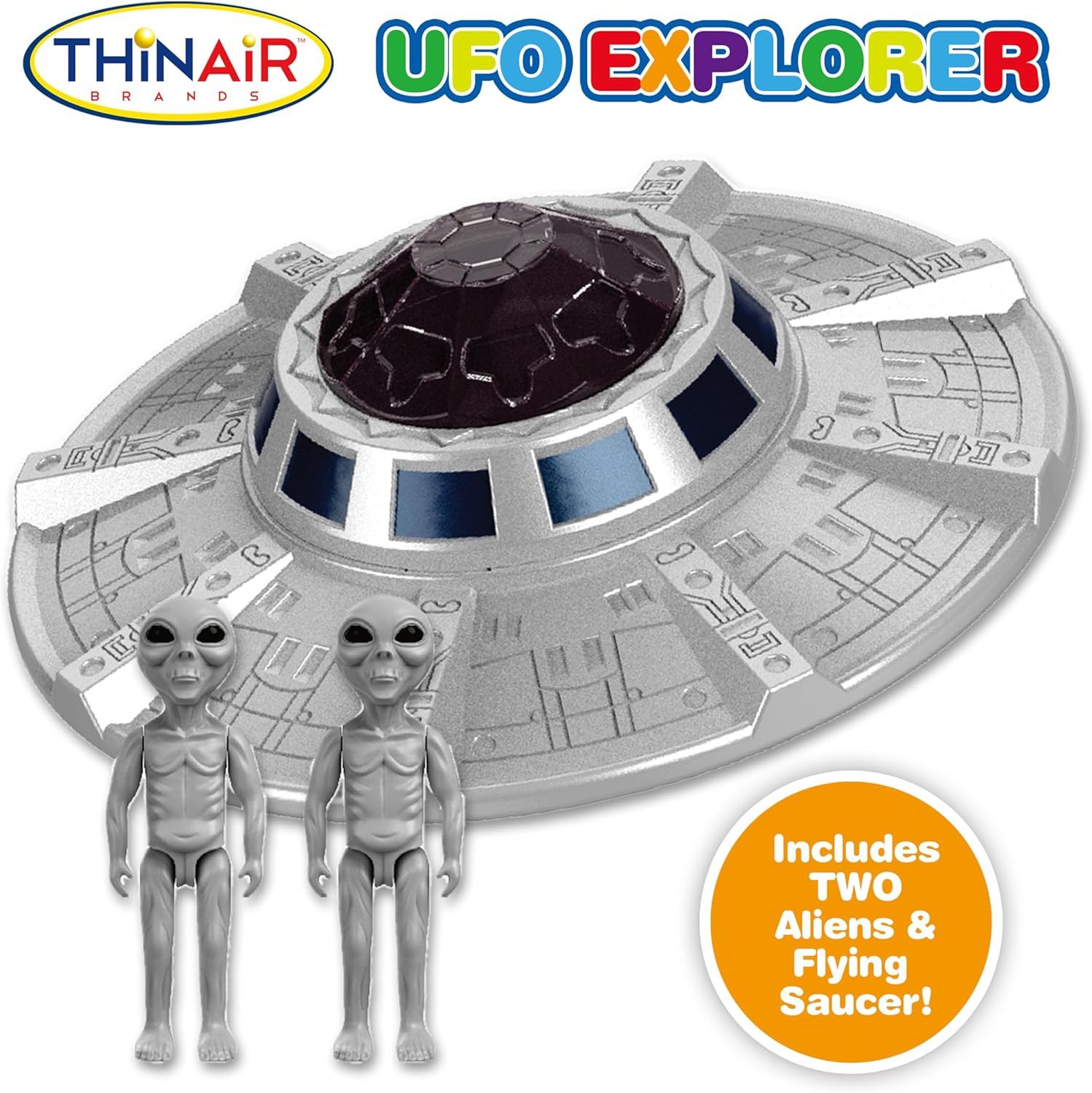 UFO Spaceship Space Toy, Kids Spaceship Playset with Two Aliens, Lights & Sounds