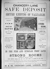 Original Old Antique Print 1886 Advertisement Chancery-Lane Safe Deposit Rooms