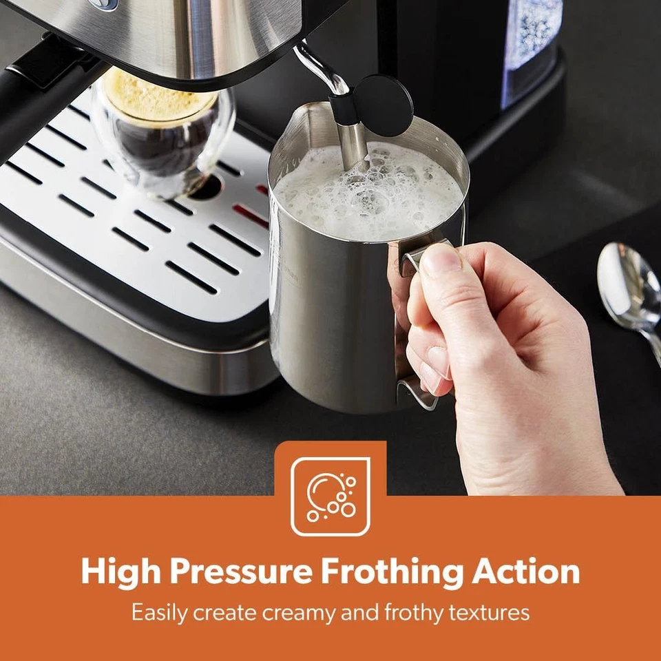 GEEPAS 20 Bar Espresso & Cappuccino Coffee Machine with Milk Frother 1.5L Tank - Image 4 of 4