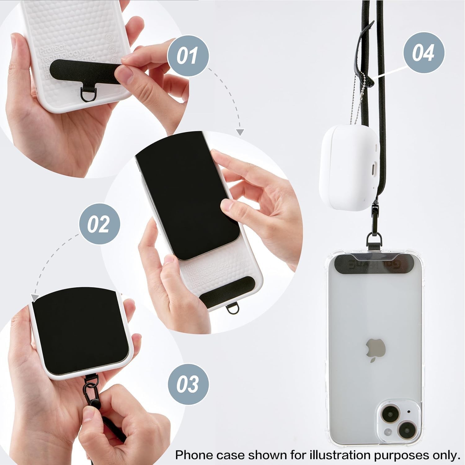 2 Pack Cell Phone Lanyard Crossbody Adjustable Neck Strap with 2 Pc Tether Tabs