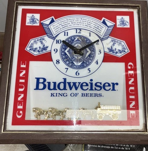 Vintage Budweiser King Of Beers Indoor Electric Sign Clock Light 80s Clock Works