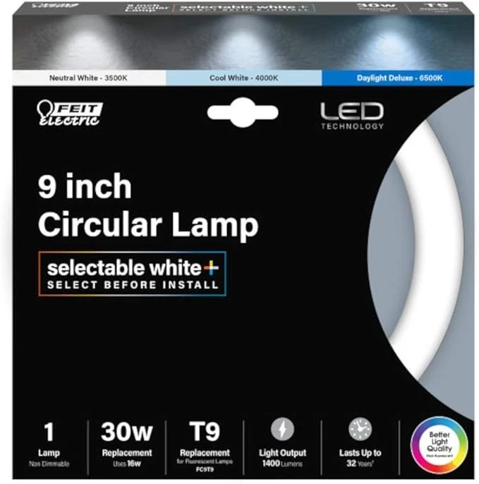 Circline Bulb 9" LED 16W 1400 Lumens 3CCT Feit Electric FC9/3CCT/LED (2-Pack) - Image 3 of 3
