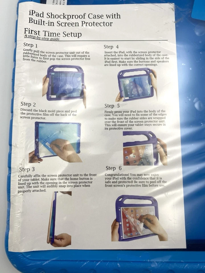 IPad Shockproof Case for Kids With Built-in Screen Protector, Blue with Handle - Image 3 of 3