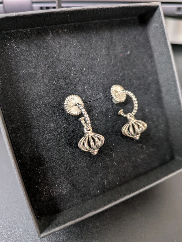 lagos Sterling Silver 925  Half Hoop Dangle Fluted Ball Earring Foto 3 de 3