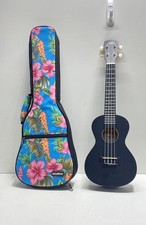 Oscar Schmidt Black Soprano Ukulele With Hawaiian Case Good