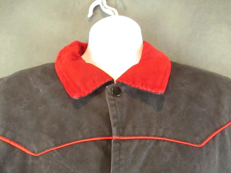 Abrigo Plumero Largo Tex Tostado Para Hombres Mediano Negro Lona Western Ranch Vaquero EE. UU. DE COLECCIÓN Foto 2 de 4