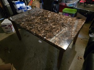 dining room set table 4 chairs brown faux marble