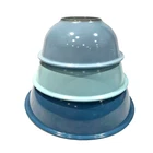 Pyrex 322 323 325 Set of 3 Moody Blues Clear Bottom Mixing Bowls Glass Nesting