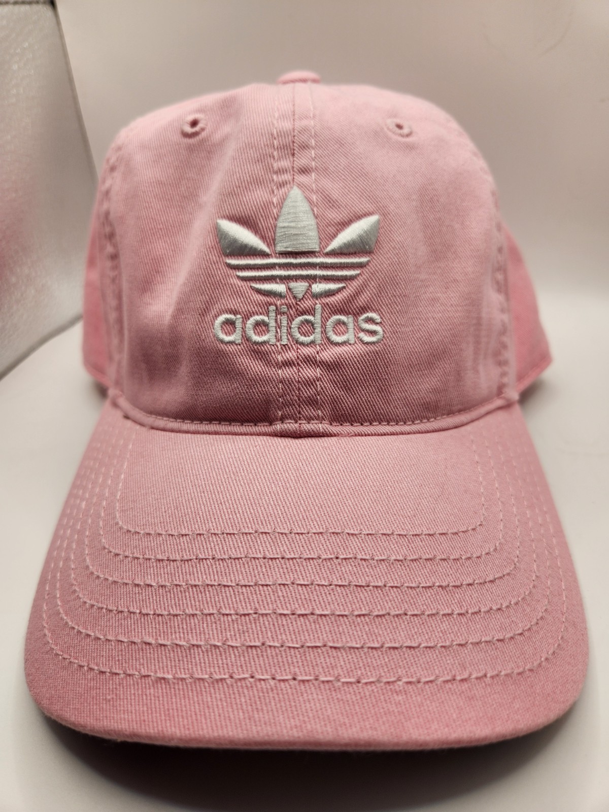 Adidas Hat Cap Womens Back Strap One Size Pink White Trefoil Logo thumbnail 2