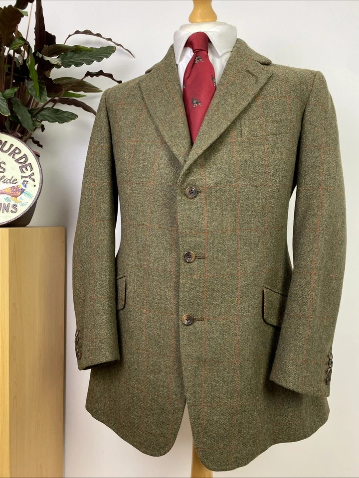 Gieves & Hawkes Savile Row (38R) Windowpane Tweed BESPOKE Sport Coat Jacket - Image 3 of 4