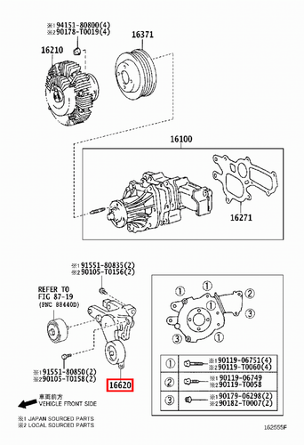Genuine Hilux KUN36 KUN35 KUN26 KUN25 KUN16 KUN15 2KD 1KD Drive Belt Tensioner - Bild 11 von 20