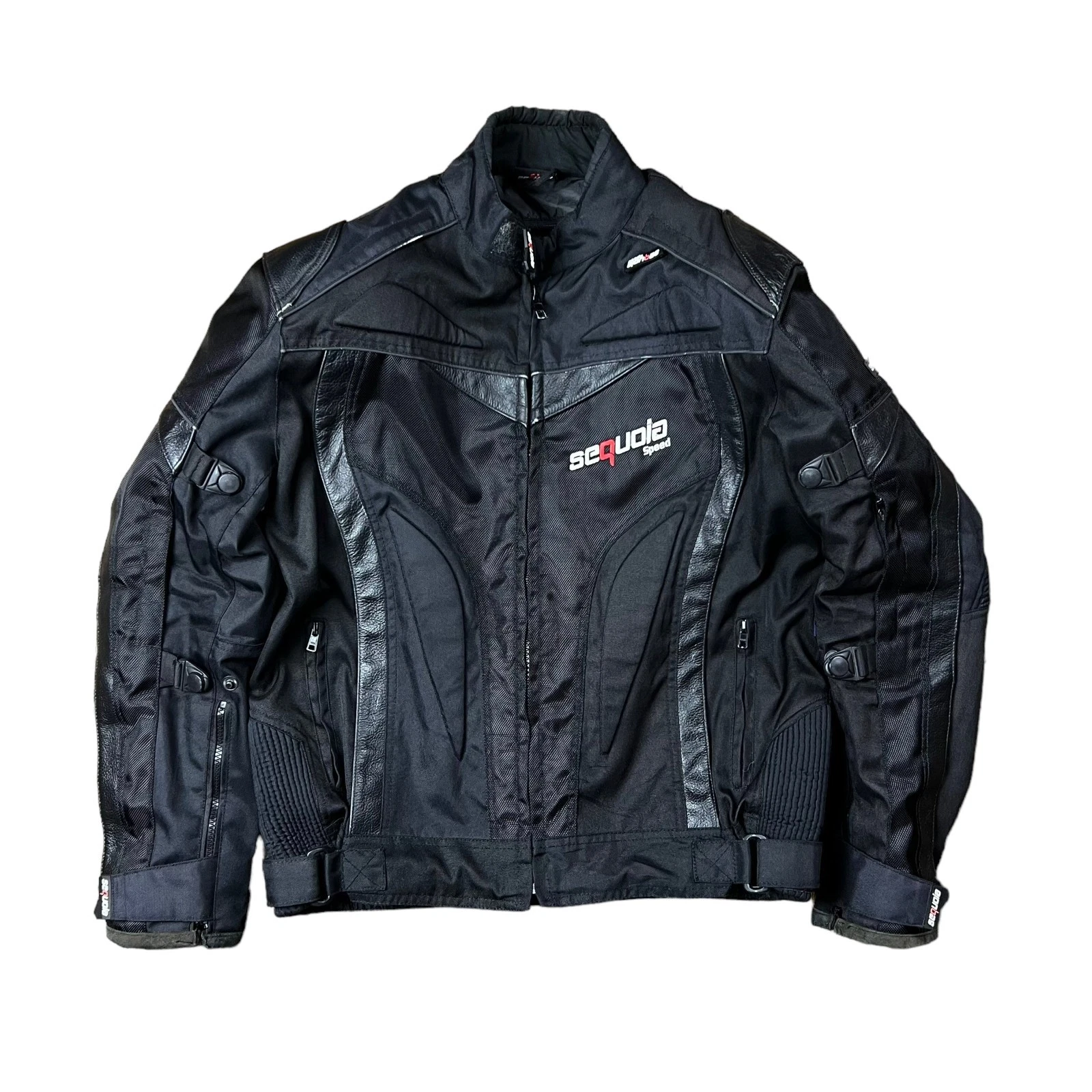 Vintage Black Sequola Padded Motorcycle Biker Jacket - M