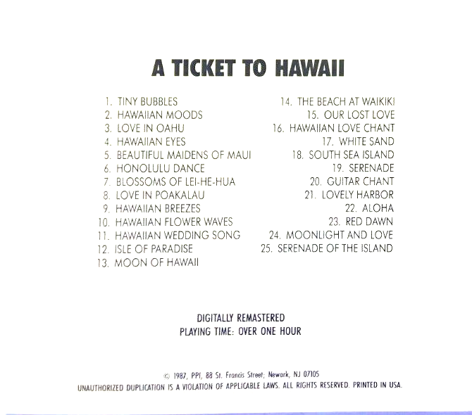 A TICKET TO HAWAII - VARIOUS, CD, 25 TRACKS, PPI, 1987 | eBay