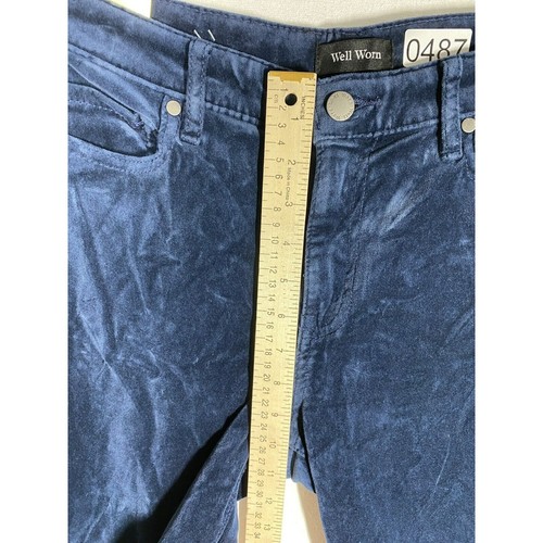 Well Worn Womens High Rise Luxe Velvet Tapered Pant 5 Pockets Size 6/28 Blue - 第 3/9 張圖片
