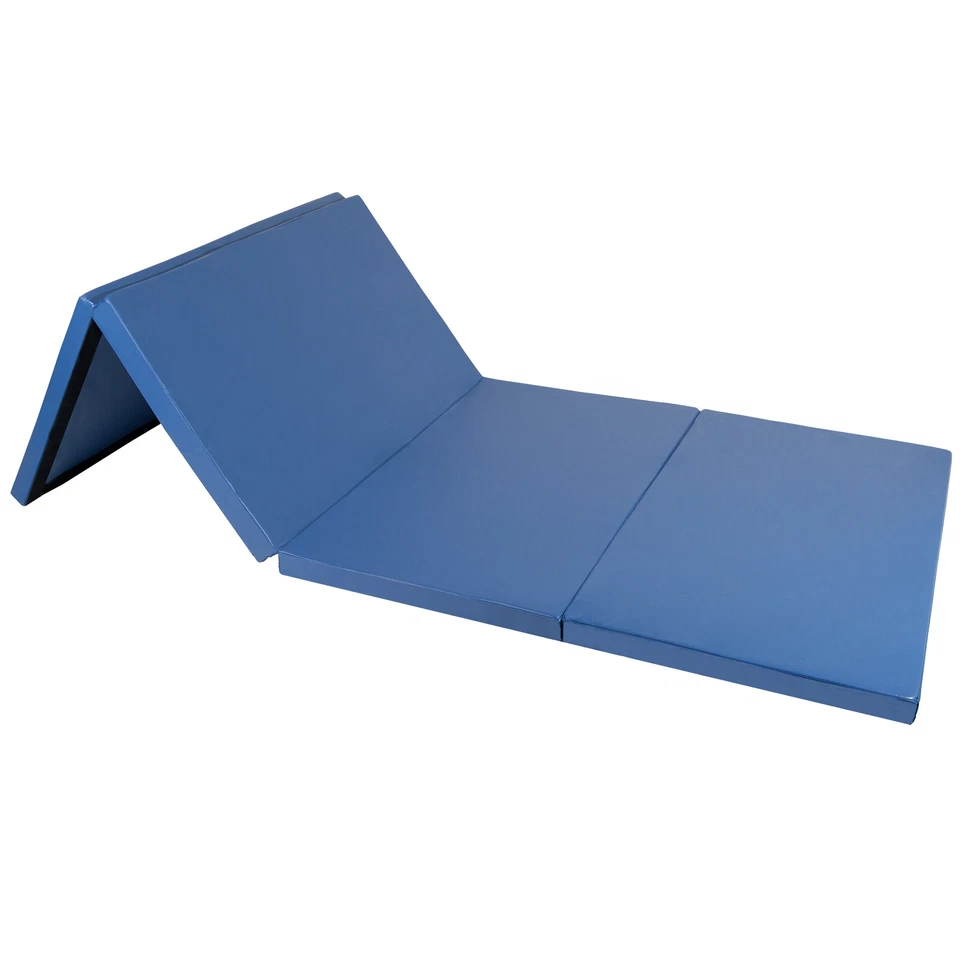 4'x10'x2" Gimnasia Gimnasio Plegable Ejercicio Aeróbicos Caída Yoga Juego Mat Azul Foto 3 de 4