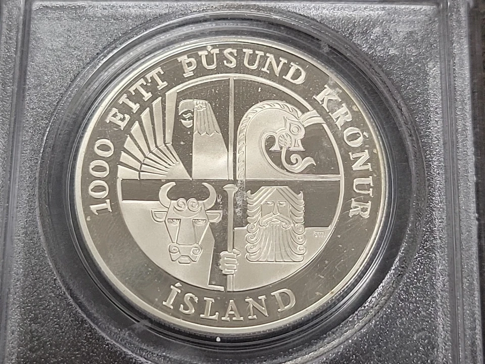 2000 Iceland Leif Ericson Silver Dollar PCGS PR69DCAM PROOF 1000 K - Image 4 of 4