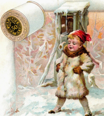 1880s J&P Coats Six Cord Thread Winter Frozen Lake Ducks Child P115