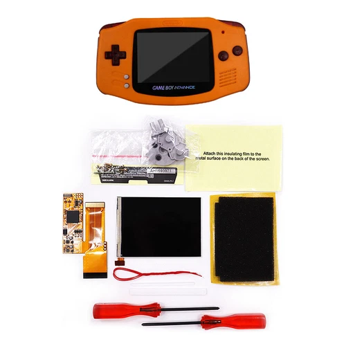 GBA 10 Levels Brightness V2 IPS Backlight LCD Mod & Shell With Clear Red Buttons