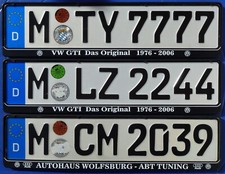 1 German license plate with VW GTI dealerframe