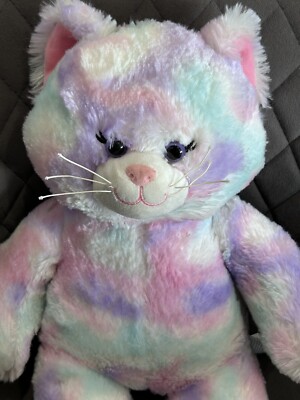 BUILD A BEAR Pastell Wirbel Katze Katze Plüschtier Kuscheltier bunt sehr guter Zustand