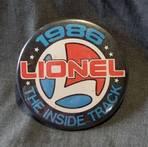LMH BUTTON Pinback Pin 1986 LIONEL Trains The INSIDE TRACK Railroader Club LRRC - Picture 1 of 2