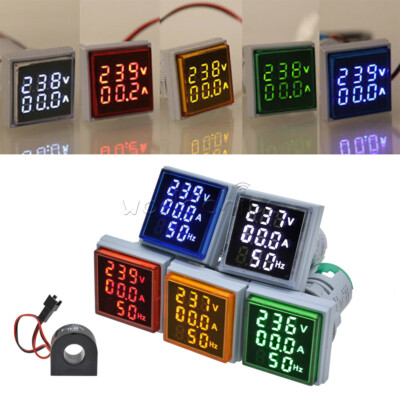 AC50-380V 0-100A 22mm 3-in-1 Voltmeter Ammeter Frequency Digital Volt AMP Meter