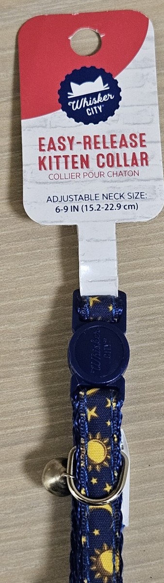 Whisker City DS Navy Moon Stars Kitten Cat Collar Neck Size 6-9