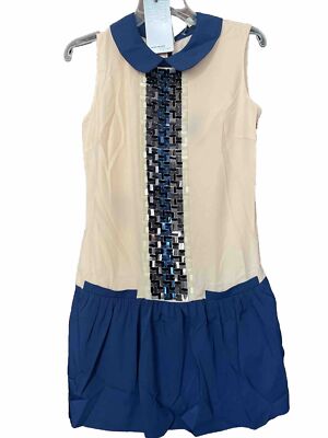 Vero Moda Beaded Party Sweetheart Dress Classy New Size Small Navy Peach