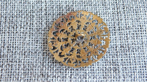 Antique Vtg Button Open Work w/ Steel Rivets Art Nouveau Aprx: 1-1/4" #806-X - Picture 3 of 5