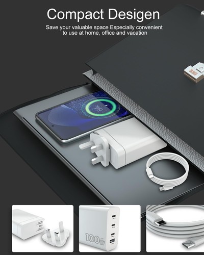 100W USB C Charger MacBook Pro Charger 4-Port USB C Laptop Charger - Picture 2 of 7