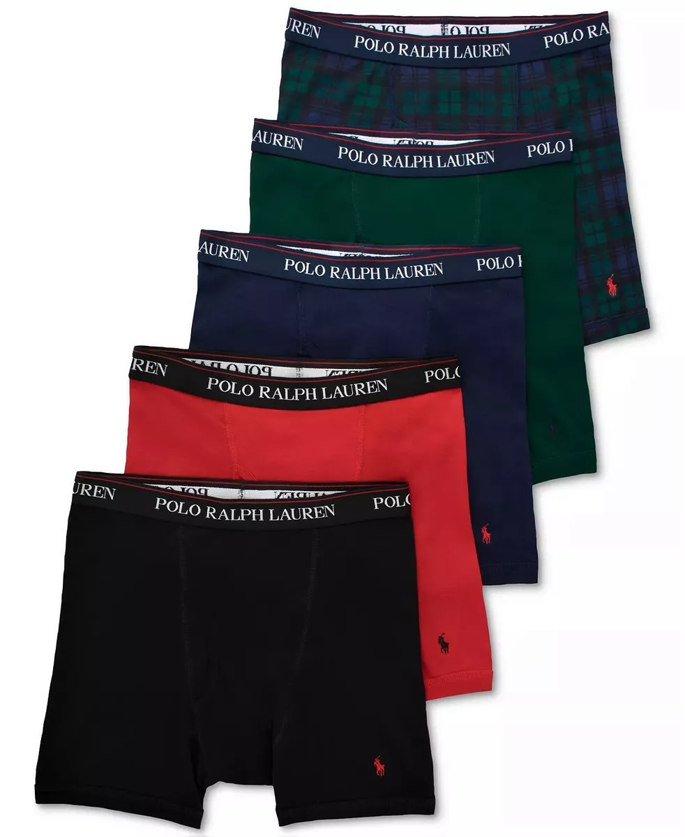 Polo Ralph Lauren 5 PACK Boxer Briefs Red Navy Blue Black Classic Underwear  NWT