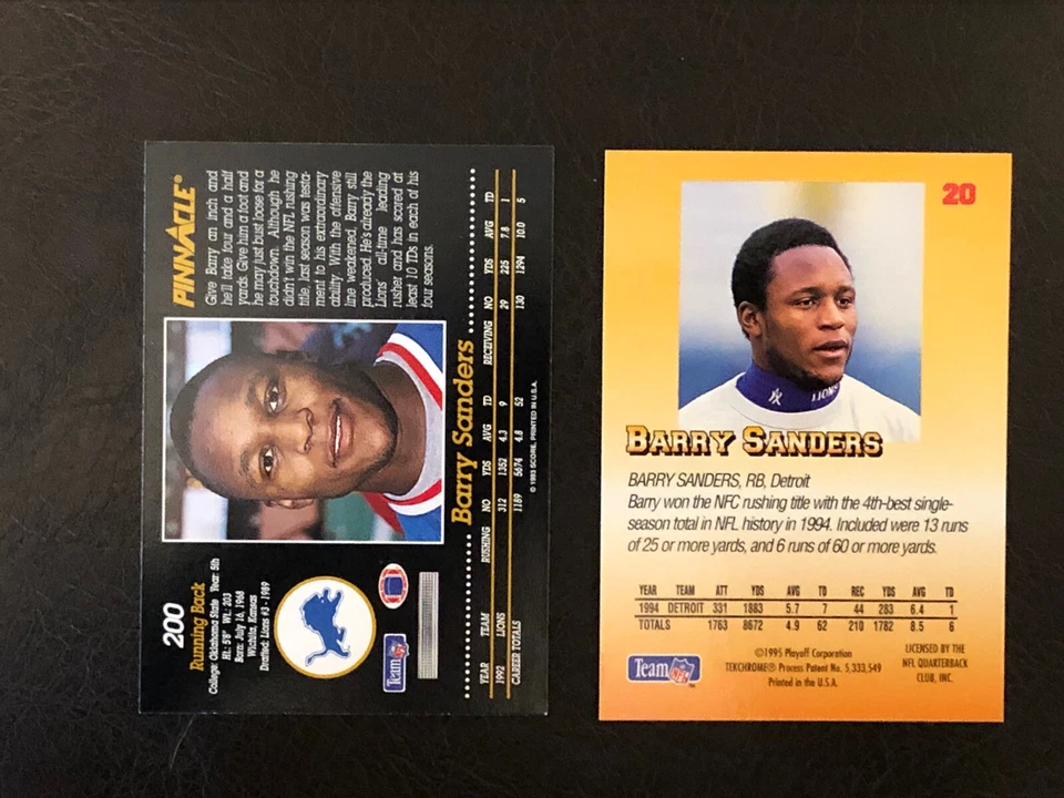 2- Barry Sanders Cards: 1993 Pinnacle #200, 1995 Prime Playoff #20, Both Mint - Image 2 of 2
