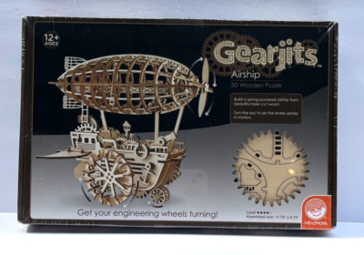 Mindware Gearjits Airship 3D Wooden Puzzle 229 Pc. NEW Mechanical Engineering