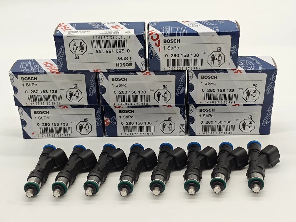 8PCS Original BOSCH Fuel Injectors OEM 0280158138 for 2007-2009 Ford F-150 5.4L Foto 2 de 4