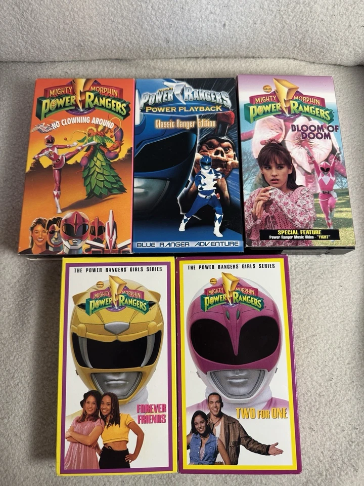 Mighty Morphin Power Rangers VHS Tapes Lot Girl Power 90s Nostalgia Pink Yellow - Image 2 of 4