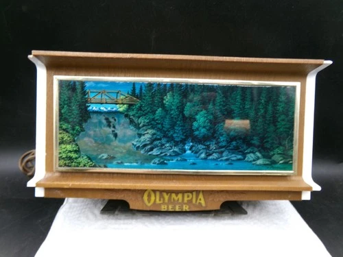 Vintage Olympia Beer Lighted Motion Cash Register Sign Works