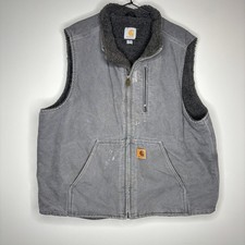 Carhartt V33 GVL Sherpa Lined Mock Neck Work Vest Full Zip, Gray Sandstone, XL