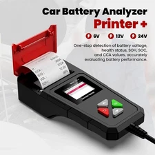 12V/24V Battery Tester for AGM/Gel, Internal Resistance/CCA/SOH Test Printer