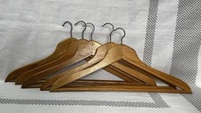 5 VTG slightly curved wooden hangers with trouser bar  wire hooks- Jugoslavia