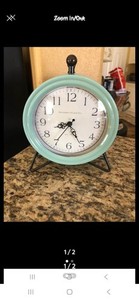 Glenmont Clock Co. Blue Round Analog Quartz Desk Clock Arabic Numerals
