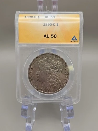 1890-O $1 Morgan Silver Dollar ANACS AU 50