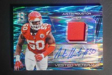 2015 Panini Spectra Justin Houston Vested Veterans Auto Relic Blue /50 DV1047