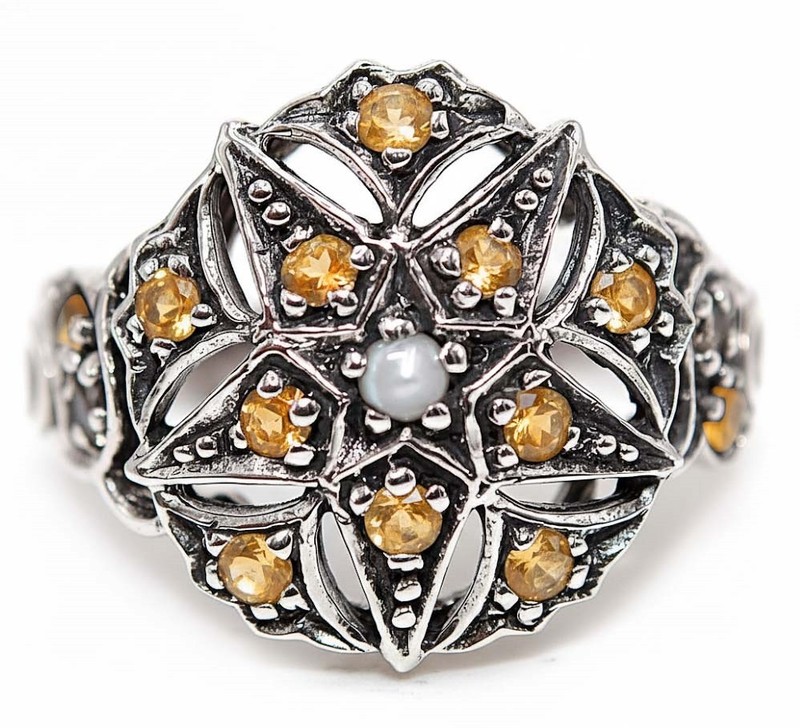 1CT Golden Citrine 925 Sterling Silver Filigree Ring Jewelry Sz 6 PC12-2