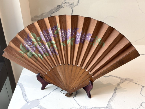 Elegant Vintage Painted Folding Fan, Rare Collectible Cultural Art Decor Gifts