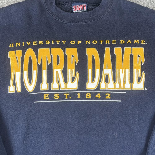 Vintage Notre Dame Sweatshirt Mens XL University Crewneck Savvy USA 90s Logo - Picture 2 of 16