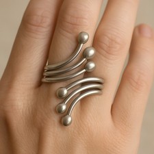 ATI Mexico Sterling silver ball bypass Vintage ring 12 G Sz 6