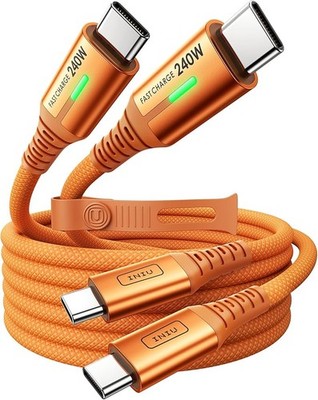 INIU 240W USB C Kabel, [2Pack, Orange, 2m] PD Schnellladekabel USB C auf USB C