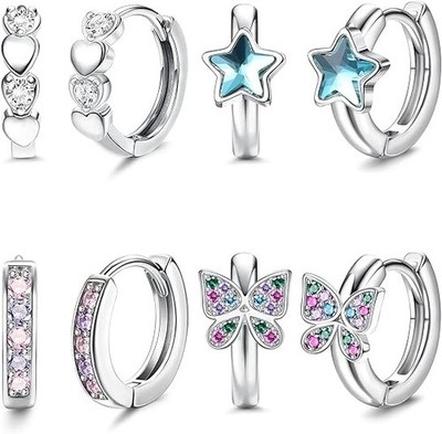 4 pares de aretes de aro hipoalergénicos para niñas y mujeres pequeñas