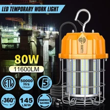 11600Lumen 80W LED Temporary Work Light Portable High Bay Building Job Site Lamp