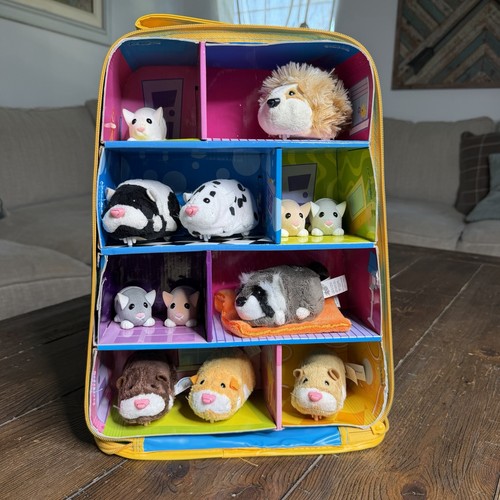 Zhu Zhu Pets 13 Piece Bundle! 12 Pets, Carrying Case, Babies And Blanket!